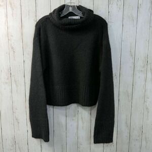 ZARA Women's Alpaca Blend Oversized Cropped Turtleneck Sweater Charcoal Size L